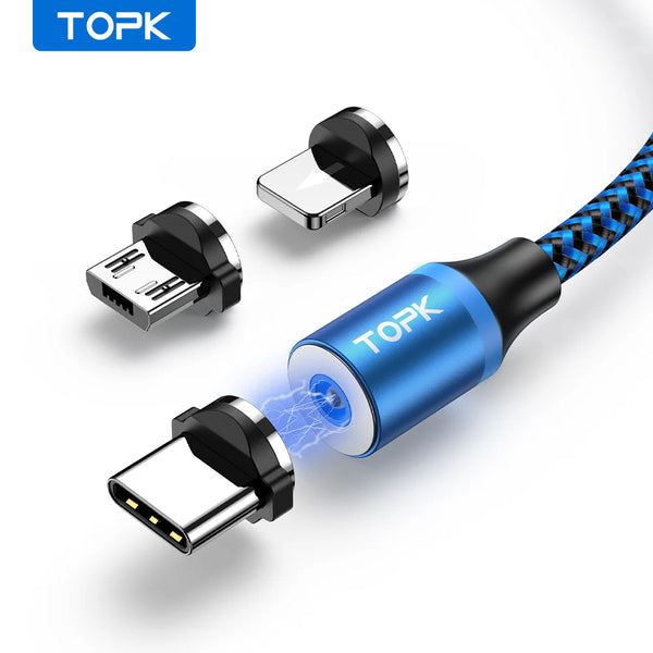 Cable Magnético Rotativo LED 3-en-1 TOPK